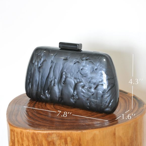 Acrylic Evening Clutch Bag With Detachable Chain Strap Marble Purse :v - Picture 5 of 6